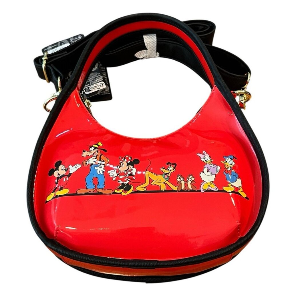 Loungefly Disney Mickey Mouse & Friends Red Vinyl Crossbody Bag Shoulder  NWT